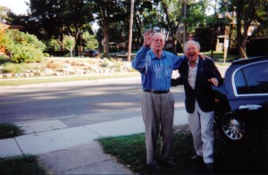 James Reaney and John Beckwith, Summer 2003, in London, Ontario. Photo by Colleen Reaney.